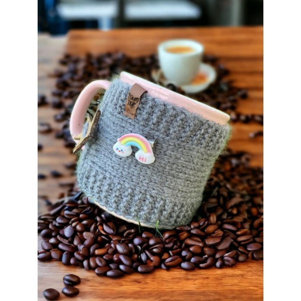 Mug Mugme Düğmeli Eğleceli Hediyelik Bardak Fincan Termos Mug Tutucu Giysisi - Gri Oto Boyaları Fiyatı
