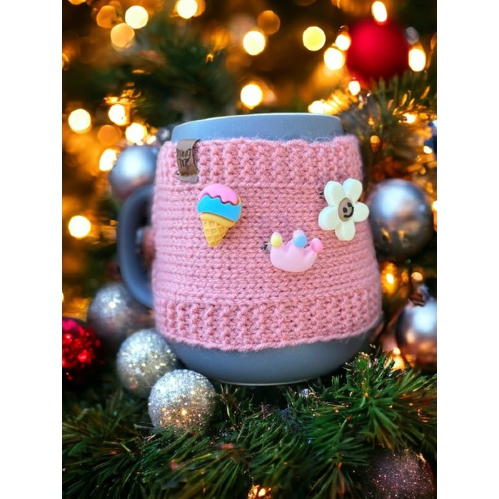 Mug Mugme Düğmeli Eğleceli Hediyelik Bardak Fincan Termos Mug Tutucu Giysisi - Pembe Oto Boyaları Fiyatı