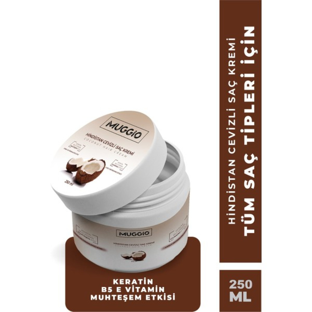 Muggio Hindistan Cevizi Yağlı Saç Bakım Kremi (Keratin Takviyeli) 250 ml Saç Bakım Maskeleri & Serumlar & Spreyler Fiyatı