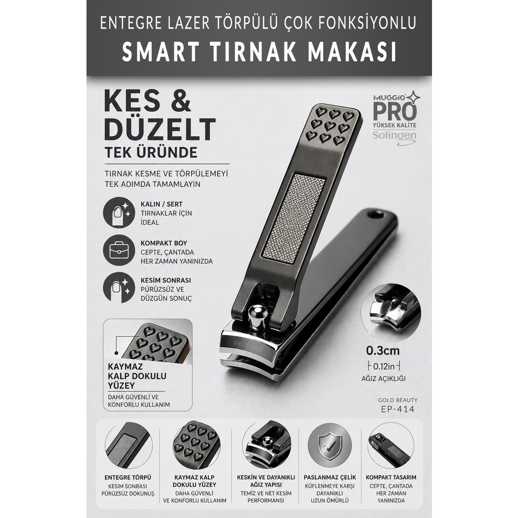 Muggio Smart Tırnak Makası Entegre Lazer Törpülü Paslanmaz Çelik Diğer Fiyatı