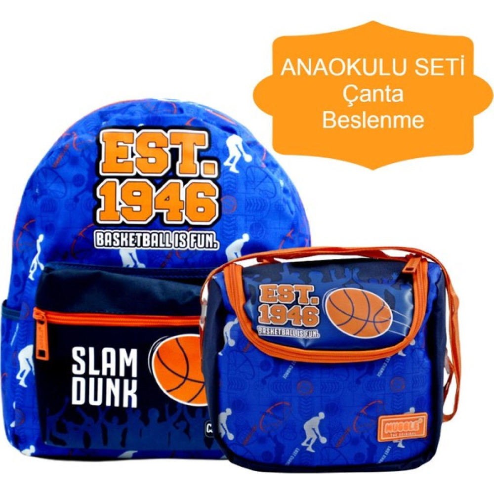 Muggle 2 Bölmeli Basket Is Fun Anaokulu Çantası ve Termoslu Beslenme Çantası Okul & Evrak Çantaları Fiyatı