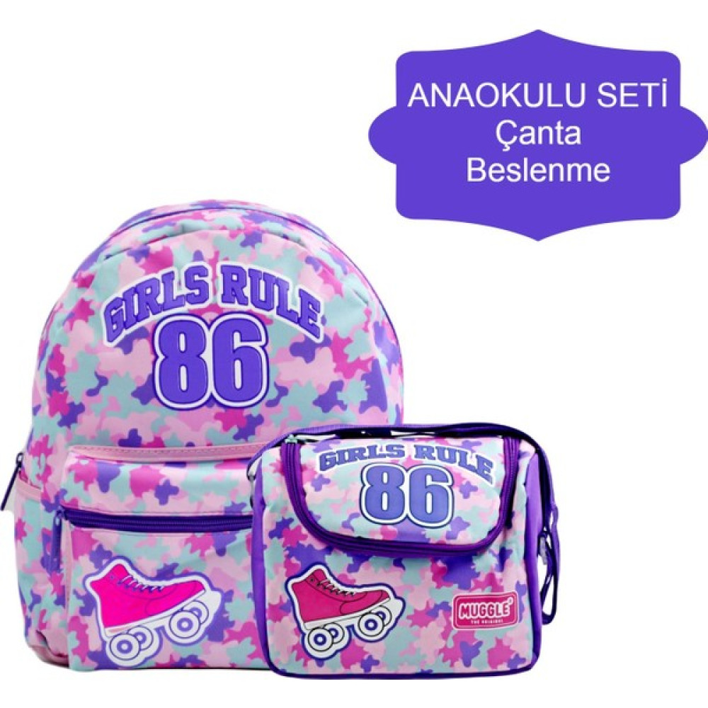 Muggle 2 Bölmeli Girls Rule Anaokulu Çantası ve Termoslu Beslenme Çantası Okul & Evrak Çantaları Fiyatı