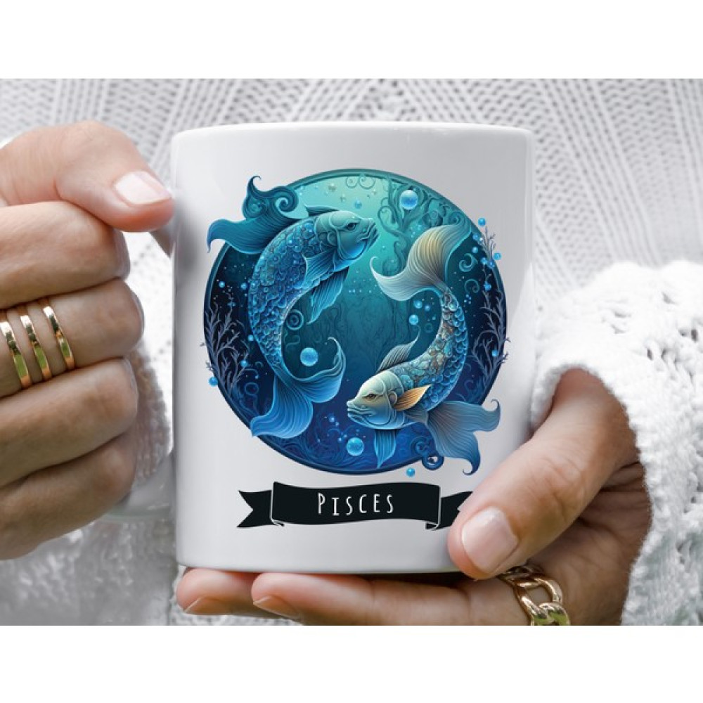 Mugs & Gift Balık Burcu Baskılı Kahve Çay Porselen Kupa Bardak Fincan / Bardak / Kahve Takımı Fiyatı