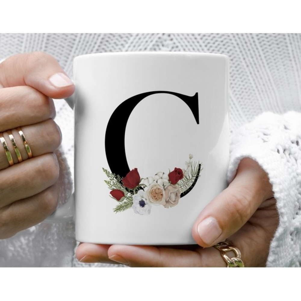 Mugs & Gift Monogram Kırmızı Güllü C Harfli Baskılı Kahve Çay Kupa Bardak Fincan / Bardak / Kahve Takımı Fiyatı