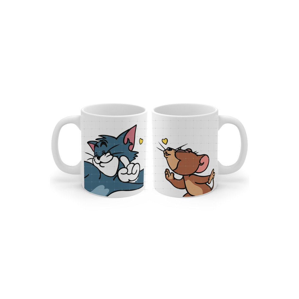 Mugs&Gift 2 Adet Sevgililer Günü Için Tom Ve Jerry Renkli Baskılı Tasarımlı Hediye Kahve Çay Kupa Bardak Kupa Fiyatı