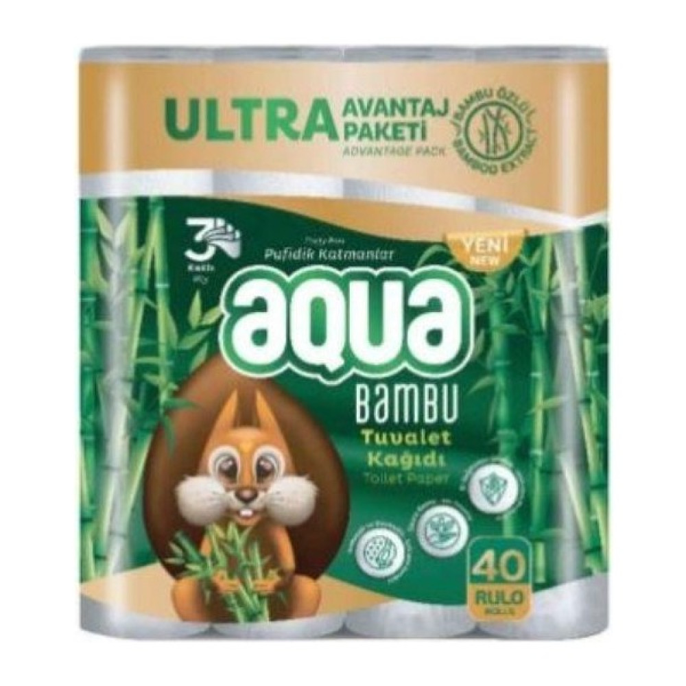 Muhtelif Aqua  Tuvalet Kağıdı 3 Katlı Bambu 40'lı Tuvalet Kağıdı Fiyatı