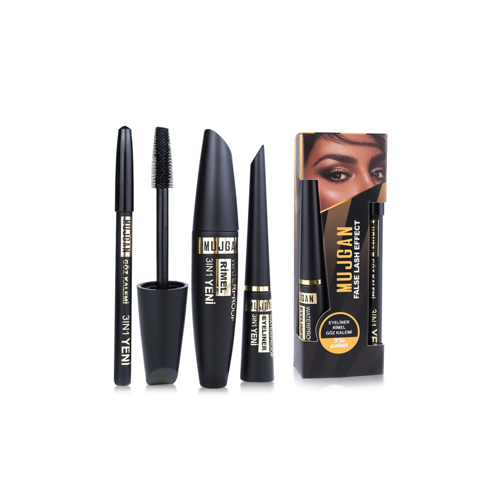 MUJGAN 3 In 1 Suya Dayanıklı Maskara & Kalem & Eyeliner Seti Rimeller / Maskaralar Fiyatı