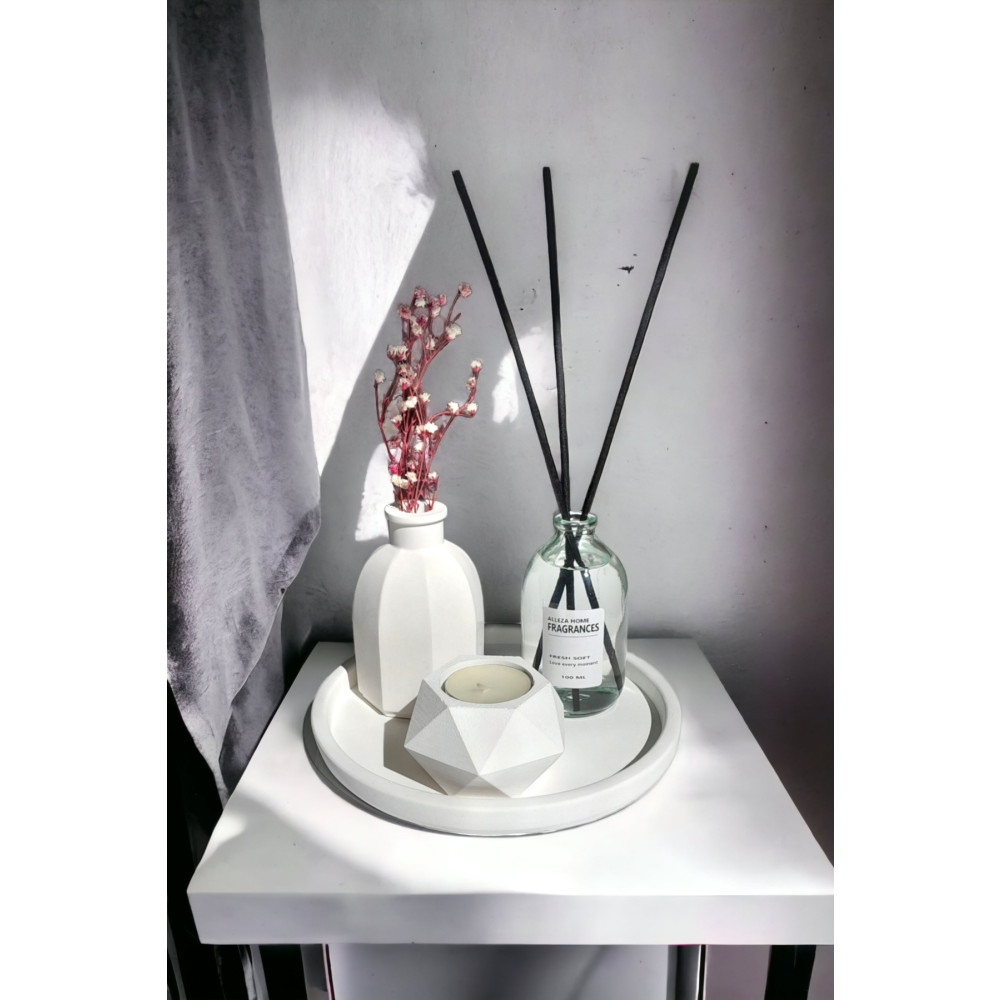 MUJİ STORE Dekoratif Geometrik Mumluk İskandinav Tarz Vazo Fresh Soft Oda Kokusu Set Şamdan Fiyatı