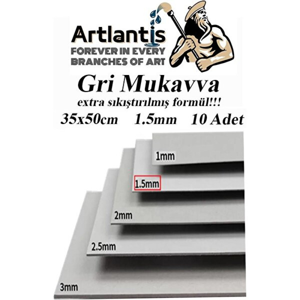 Mukavva Gri 1.5 mm 35X50 cm 10 Adet Sert Karton Ekstra Sıkıştırılmış 35*50 Mukavva Gri Renkli 10 Adet - Standart - 50x70 Fon Karton & Mukavva Fiyatı