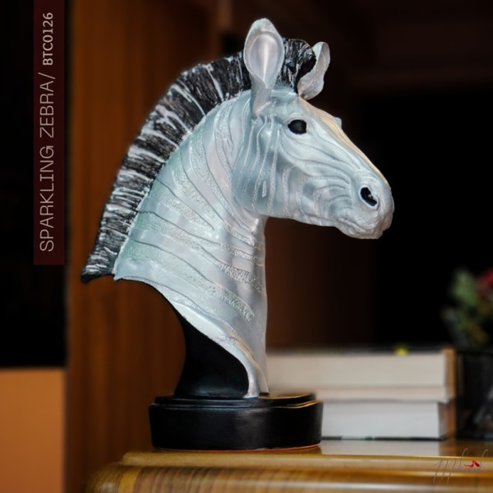 Mukemel Köpüklü Zebra (Zebra Heykeli, Vahşi Yaratık, Simli Desen, Dekorasyon Heykeli) Mukemel Tasarımları Biblo Fiyatı