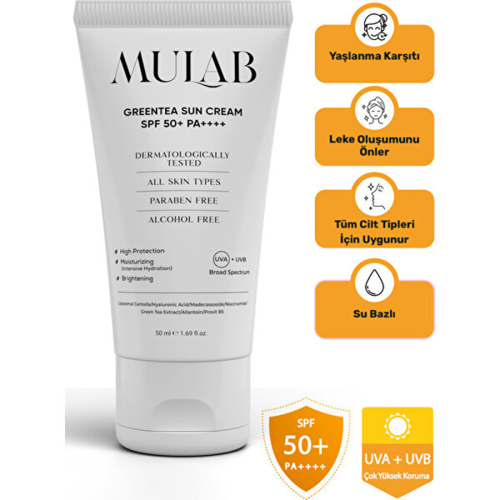 Mulab Greentea Sun Cream Spf 50+ Pa++++ Yüz Güneş Kremi 50ML Güneş Kremleri ve Losyonları Fiyatı