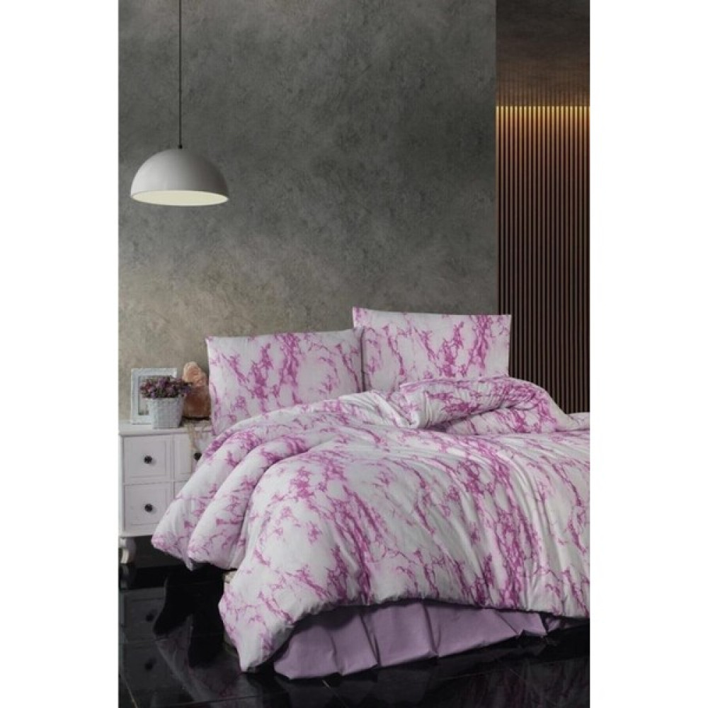 Mulberry Çift Kişilik Mermer Desenli Nevresim Takımı 200*220 - Mor - 200 x 220 cm Nevresim Takımı Fiyatı
