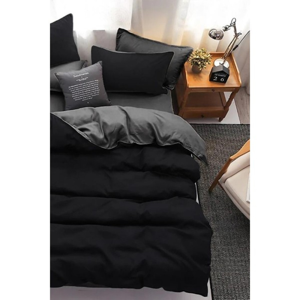 Mulberry Dubbelsid Çift Taraflı Nevresim Takımı Çift Kişilik 200 x 220 cm Syah-Gri - 200 x 220  cm - Antrasit - Siyah Nevresim Takımı Fiyatı