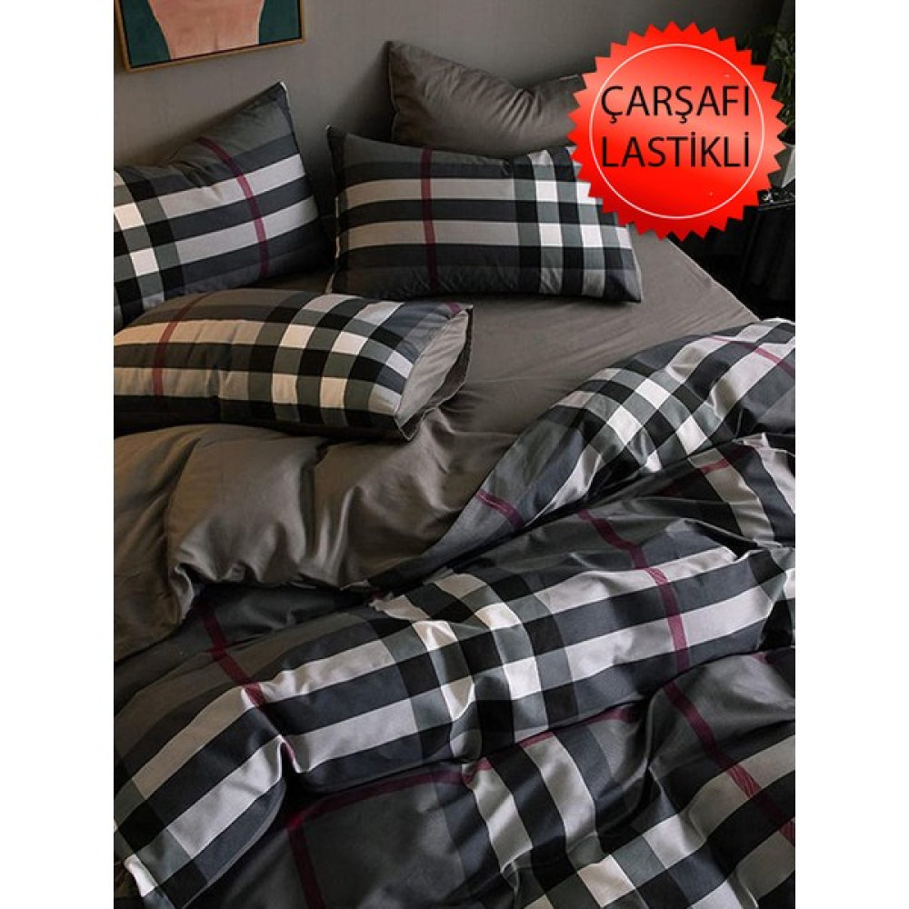Mulberry Lastikli Çarşaflı Tek Kişilik Nevresim Takımı - Antrasit - 160 x 200 cm Nevresim Takımı Fiyatı