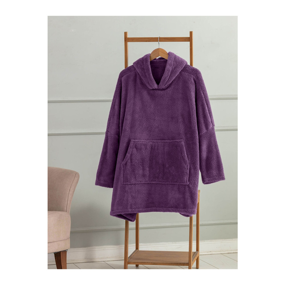 Mulberry Wellsoft Kapşonlu Giyilebilir Tv Battaniyesi Unisex Over Size - Mor 85 x 110 Beden Battaniye Fiyatı