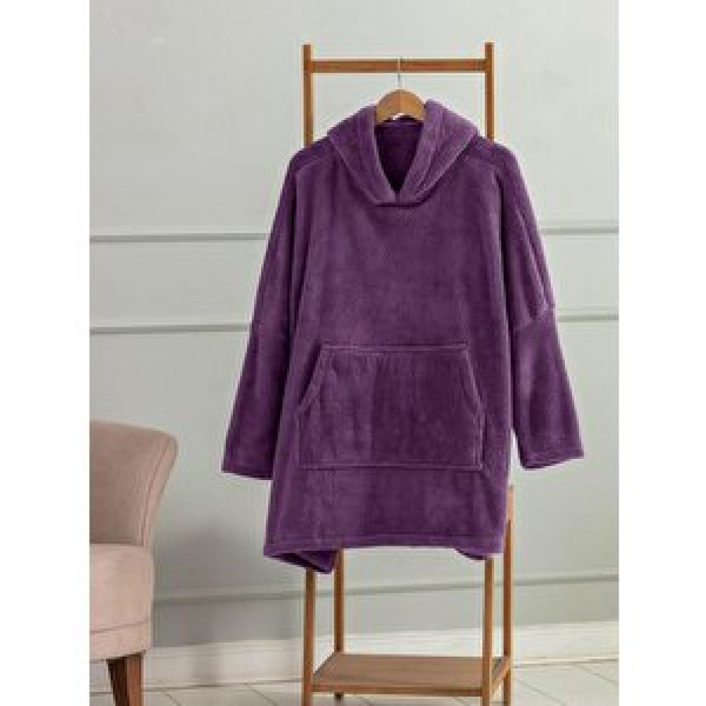 Mulberry Wellsoft Kapşonlu Giyilebilir Tv Battaniyesi Unisex Over Size - Mor Battaniye Fiyatı