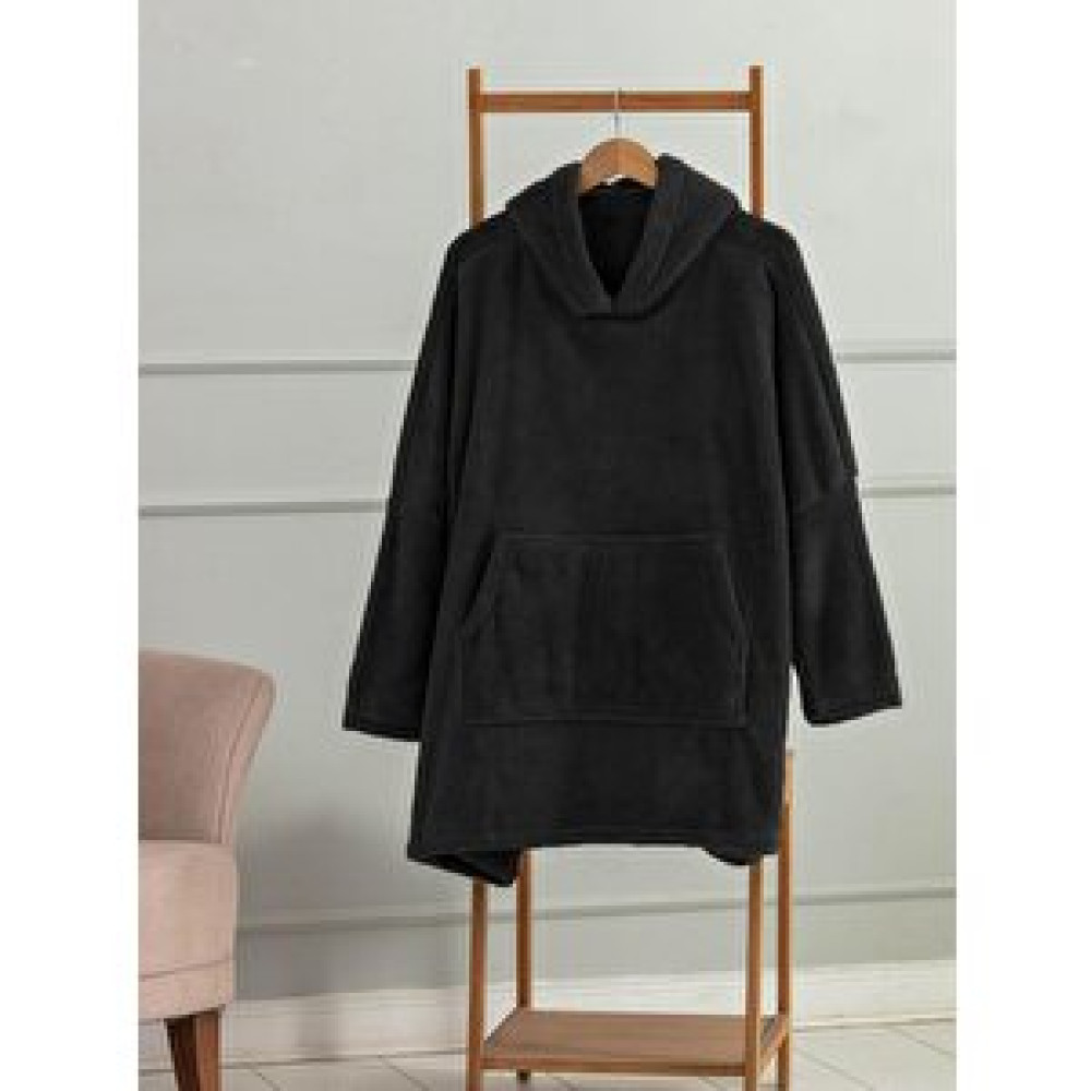 Mulberry Wellsoft Kapşonlu Giyilebilir Tv Battaniyesi Unisex Over Size - Siyah Battaniye Fiyatı