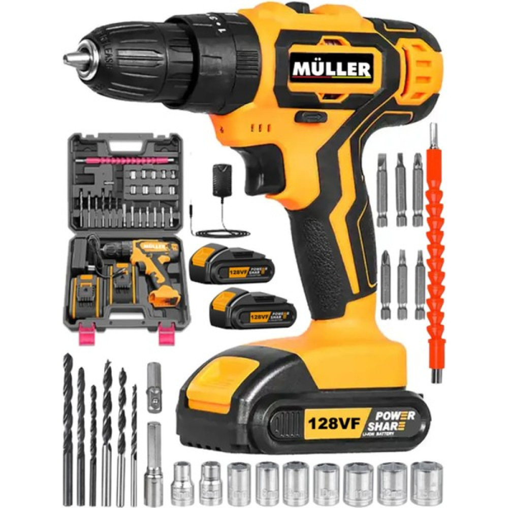 Müller Germany 128 Vf 14 Ah Power Shar Çelik Şanzıman Bakır Sargılı Çift Akülü Matkap Vidalama Seti Elektrikli El Aletleri Fiyatı