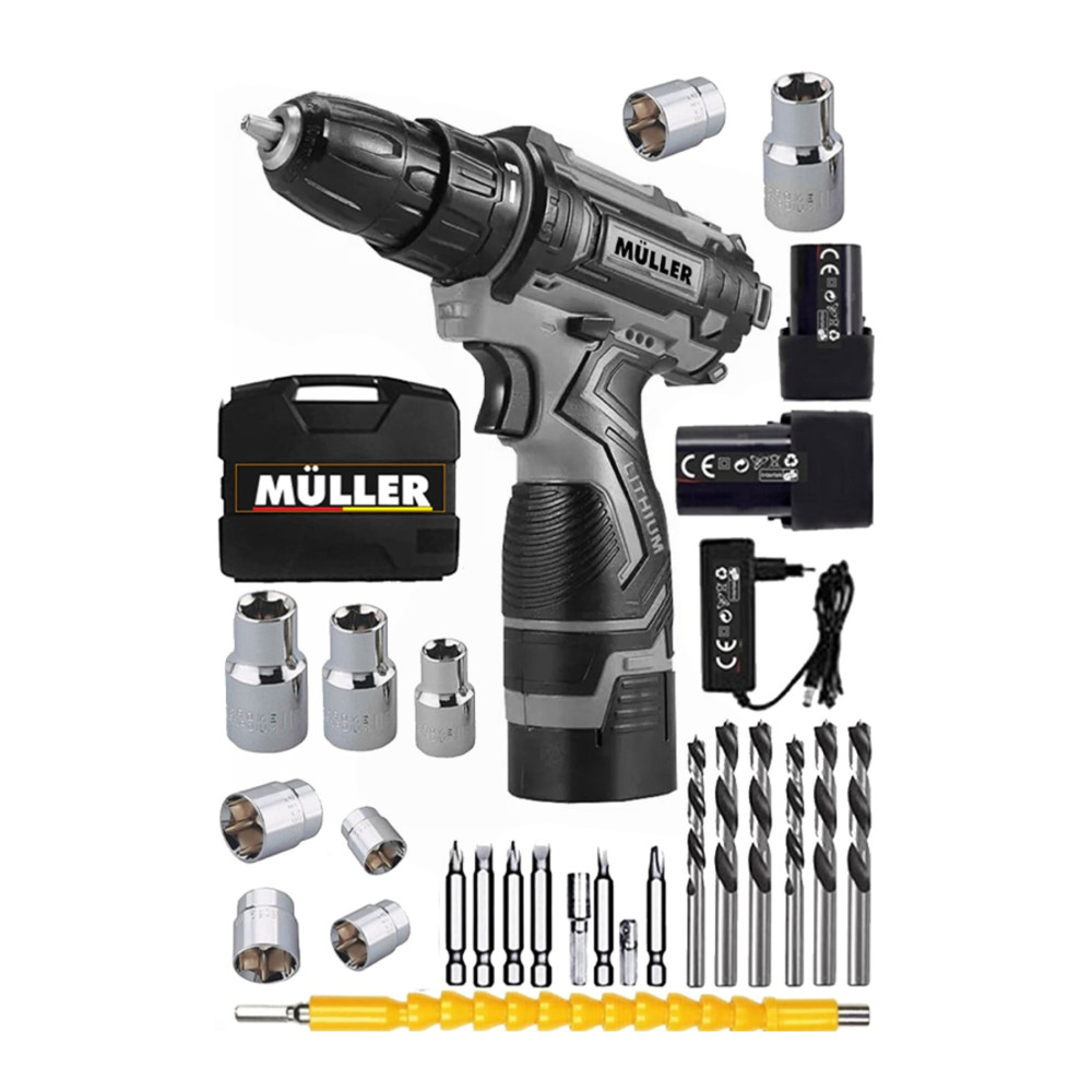 Müller Germany Ex-torq 58 V 6 Ah Otomatik Korumalı Metal Şanzuman Çift Akülü Şarjlı Matkap 27 Parça Set Akülü Vidalama Makinesi Fiyatı