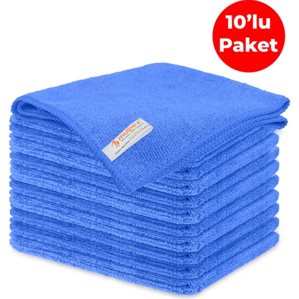 Mulpex Mikrofiber Genel Temizlik Bezi Mavi 40X40 Cm. - 10 Adet Temizlik Malzemeleri Fiyatı