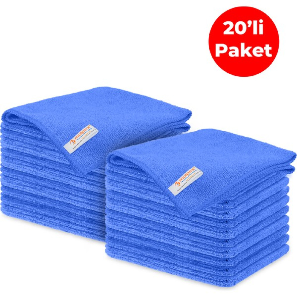 Mulpex Mikrofiber Genel Temizlik Bezi Mavi 40X40 Cm. - 20 Adet Temizlik Malzemeleri Fiyatı