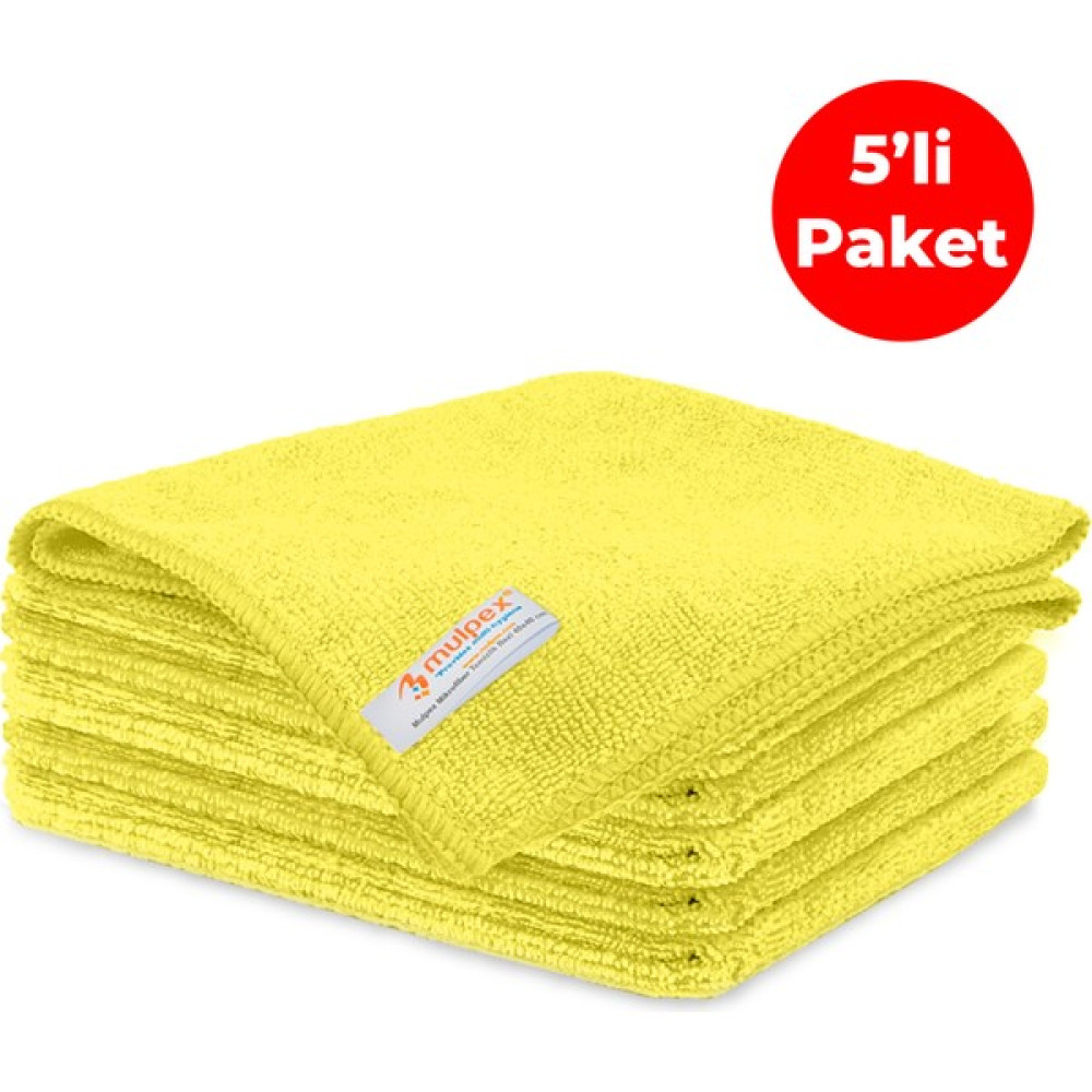 Mulpex Mikrofiber Genel Temizlik Bezi Sarı 40 x 40 cm 5'li Temizlik Malzemeleri Fiyatı