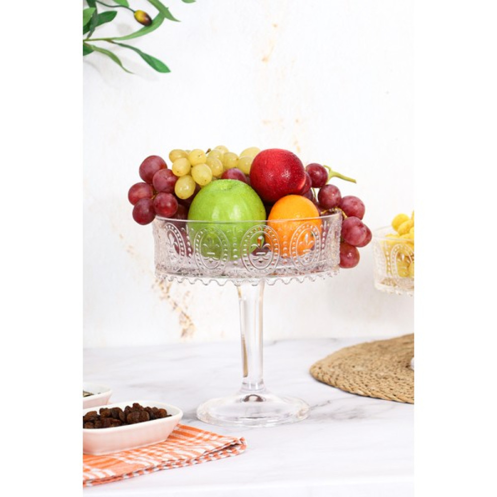 Multiamo El Yapımı Şeffaf Cam Yuvarlak Ayaklı Sunum Kasesı Sunumluk Meyvelik Salata Kasesi 19X20,50 cm Kase Fiyatı