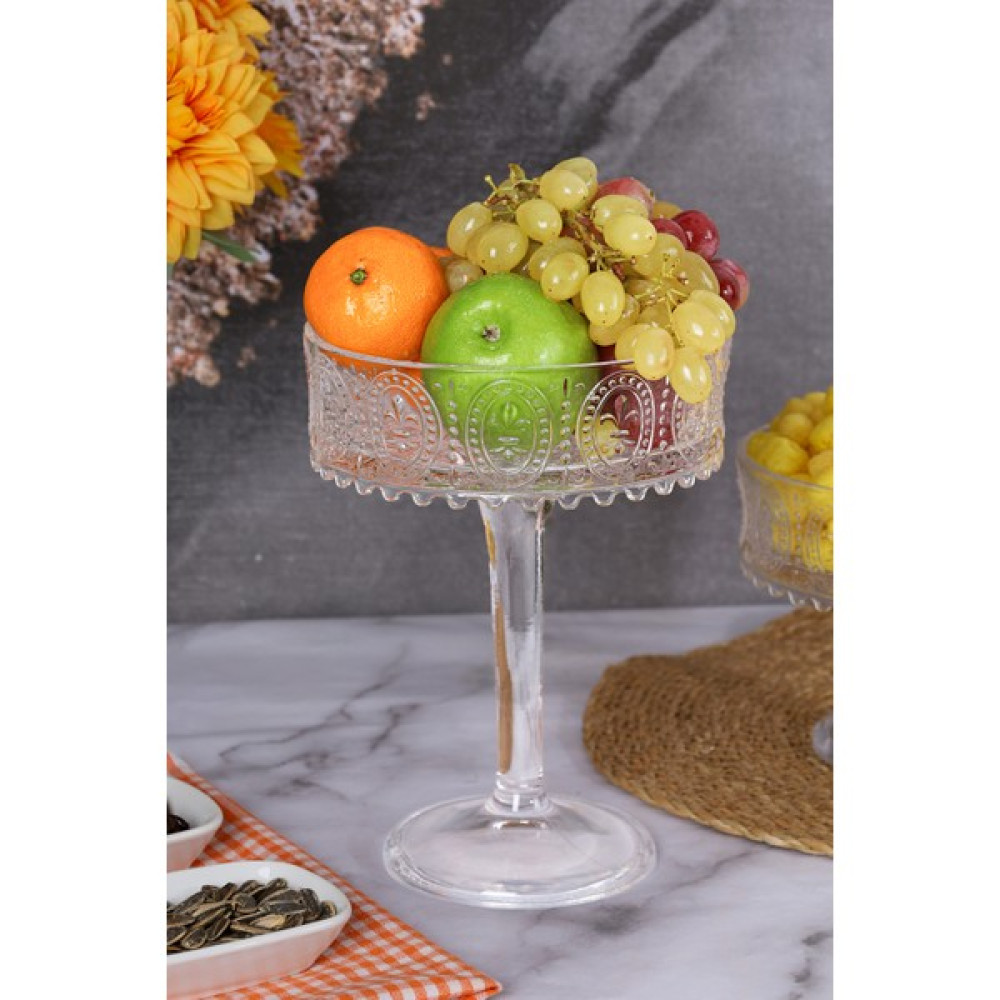 Multiamo El Yapımı Şeffaf Cam Yuvarlak Ayaklı Sunum Kasesı Sunumluk Meyvelik Salata Kasesi 19X25 cm Kase Fiyatı