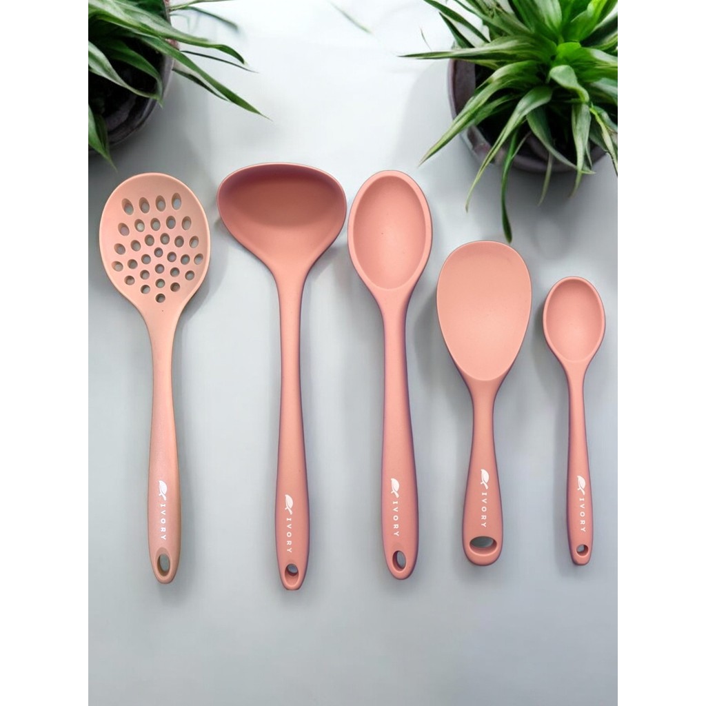 Multiamo İvory Isıya Dayanıklı Silikon Kepçe Kevgir Seti 5prç2 8CM/22CM/20CM Kaşık 28CM Kepçe/kevgir - Somon Çatal / Kaşık / Bıçak Takımları Fiyatı