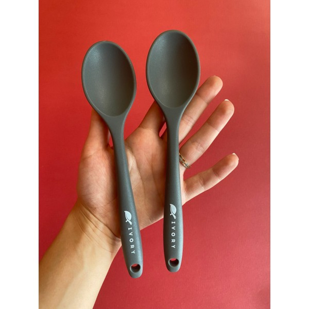 Multiamo Sert Uçlu Isıya Dayanıklı Silikon Kısa Derin Kaşık 20 cm 2 Adet - Gri Çatal / Kaşık / Bıçak Takımları Fiyatı