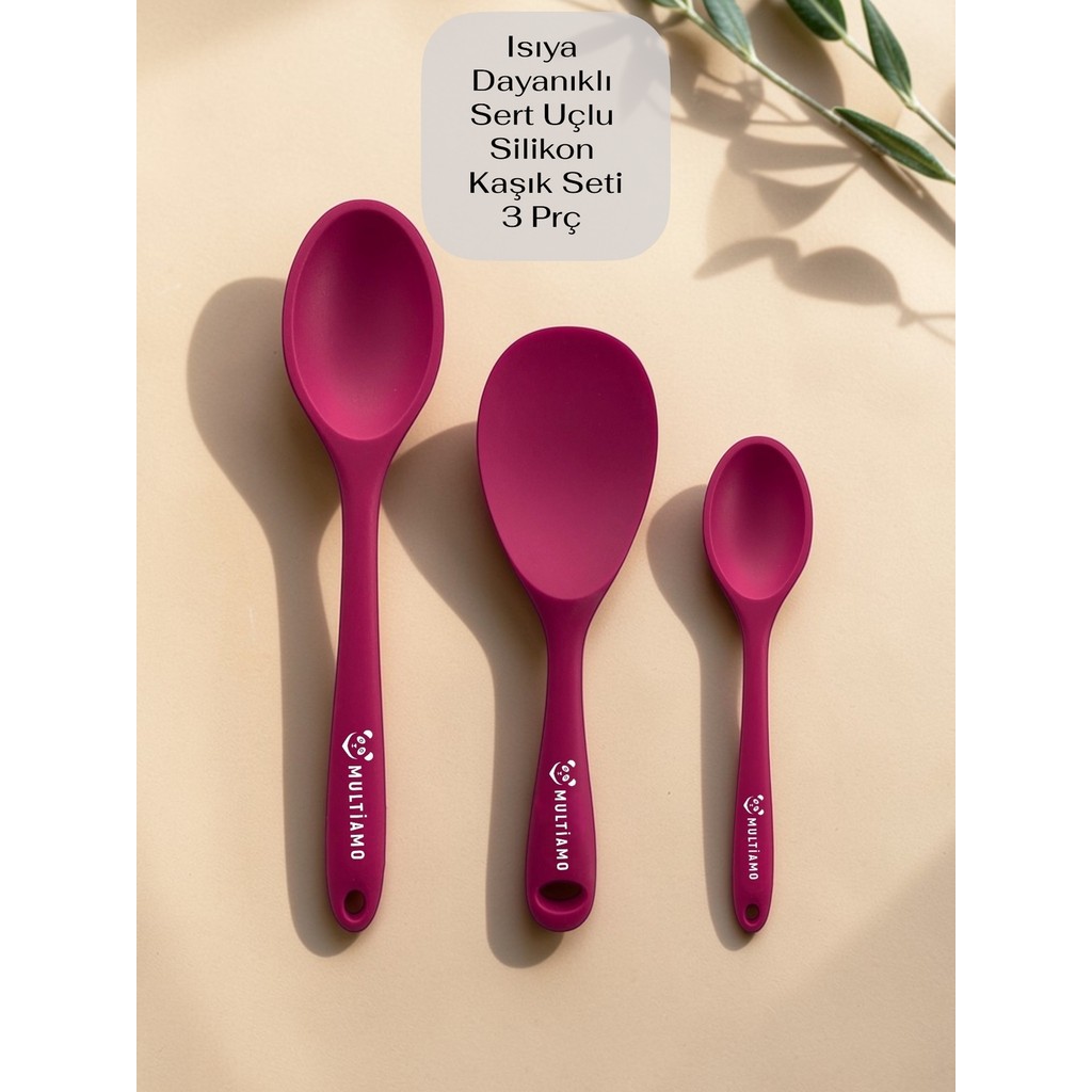 Multiamo Sert Uçlu Isıya Dayanıklı Yanmaz Yapışmaz Silikon Uzun Kısa Derin Kaşık 28 Cm-20 Cm/kısa Kaşık 22 cm - Fuşya Çatal / Kaşık / Bıçak Takımları Fiyatı