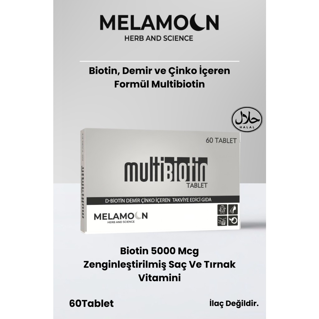 Multibiotin 5000 Mcg 60 Tablet- Biotin, Demir, Çinko (Saç, Tırnak ve Cilt için) Diğer Fiyatı
