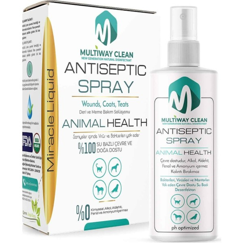 Multiway Clean Doğal Antiseptic Sprey Yara Bakım Animal Health 100 ml Evcil Hayvan Ürünleri Fiyatı