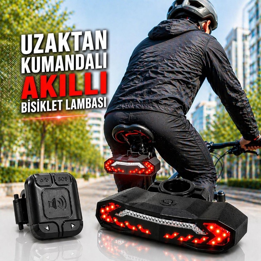 Multizone Akıllı Bisiklet Arka Lamba Sinyalli Stop Işığı Uzaktan Kumandalı Alarm USB Şarjlı Korna Bisikletler Fiyatı