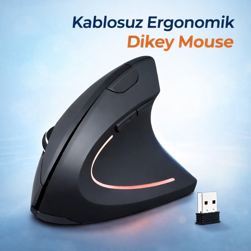 Multizone Kablosuz Ergonomik Dikey Mouse 1600 Dpı Wireless Ofis Gaming Mouse Oyuncu - Siyah Klavye - Mouse Fiyatı