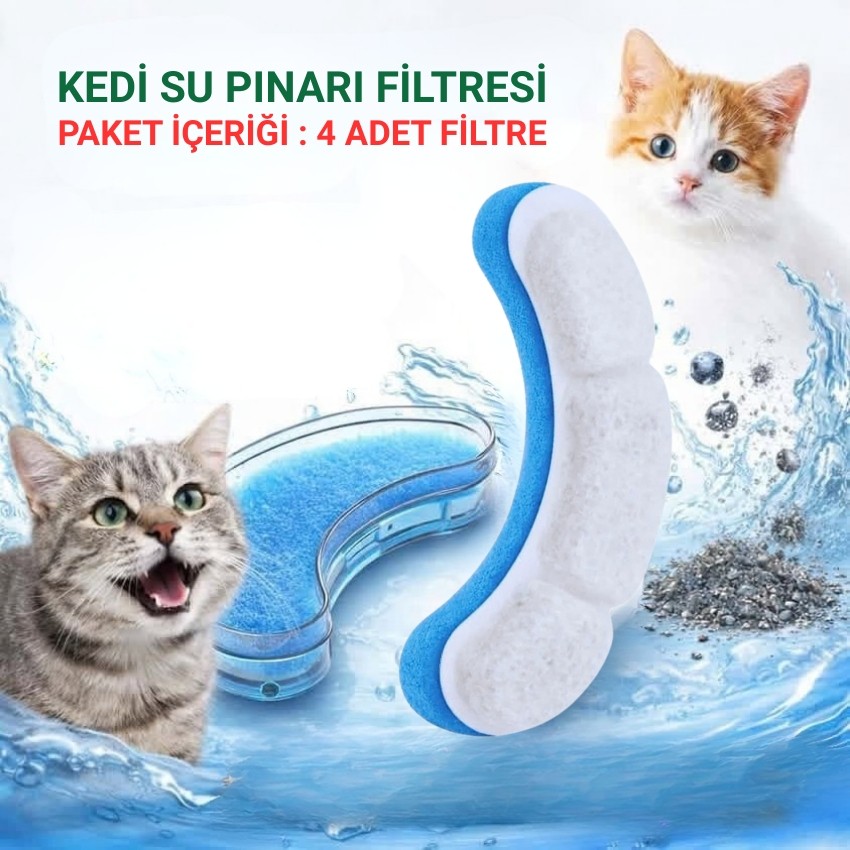 Multizone Kedi Su Pınarı Çeşmesi Şelalesi Filtresi Aktif Karbonlu 4 Adet Kedi Yedek Filtre Seti Diğer Fiyatı