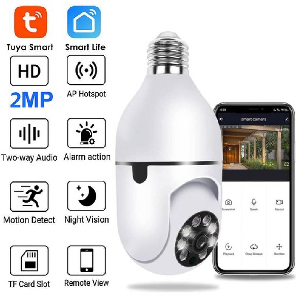 Mumall Wifi 360 Panoramik Ampul Kamera 1080P 2.4ghz ile Güvenlik Kamerası Wifi 360 Derece Panoramik Görüntüleme (Yurt Dışından) - Beyaz Web Kameraları Fiyatı