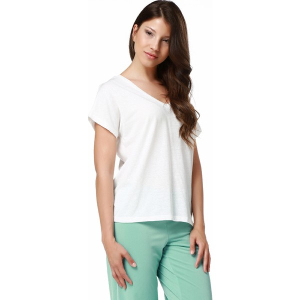 Mumu Beyaz V Yaka Basic T-Shirt Bayan T-shirt Fiyatı