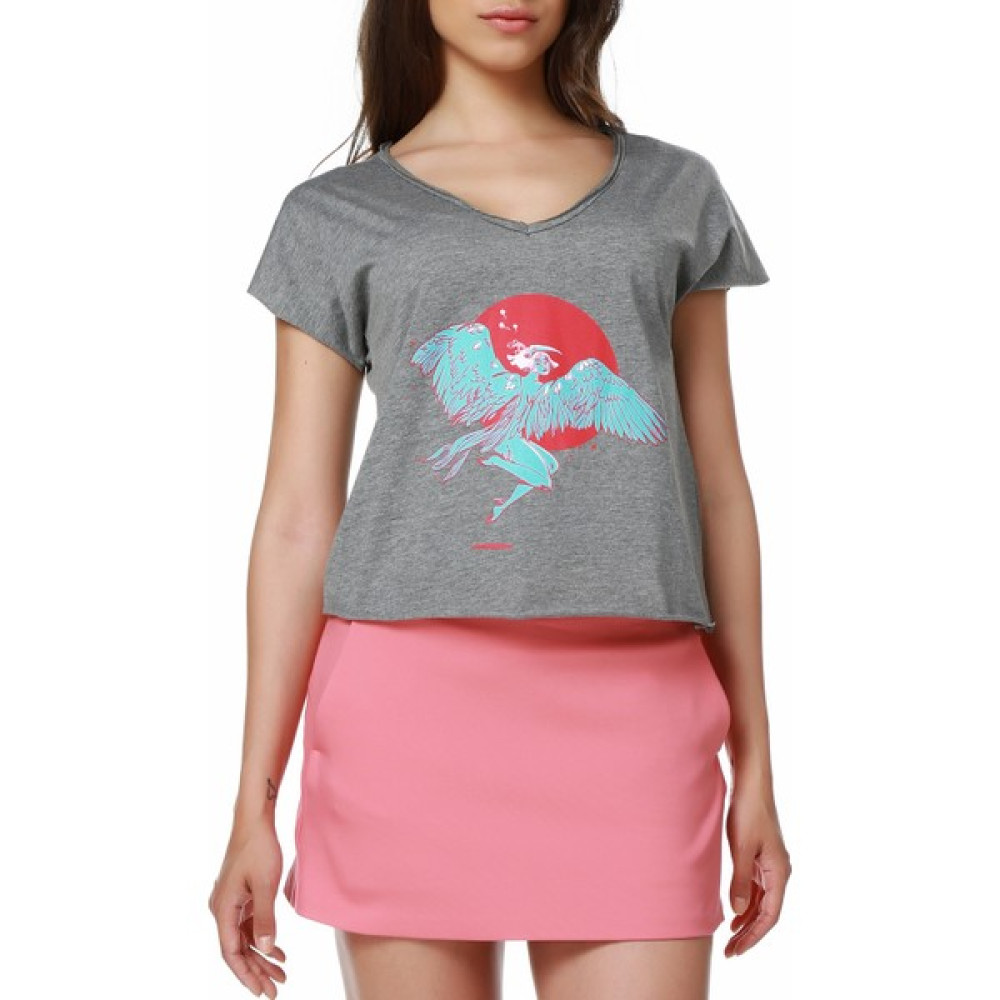 Mumu Wings - Zeynep Özatalay Koyu Gri Kadın T-Shirt Bayan T-shirt Fiyatı