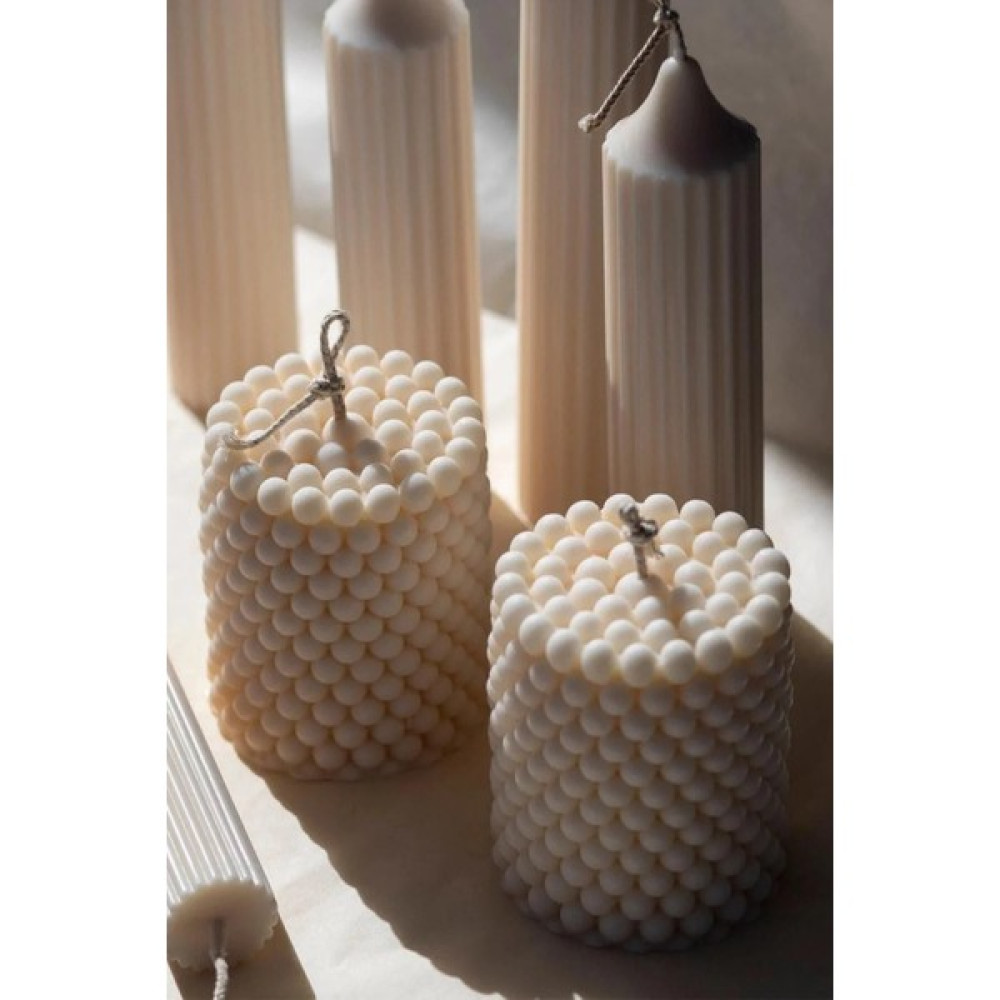 Mumy Desing 2 Adet Bubble Silindir Mum Krem Pudra Kokulu Pearl Candle Soya Wax Vegan Mum Dekoratif Mum Fiyatı