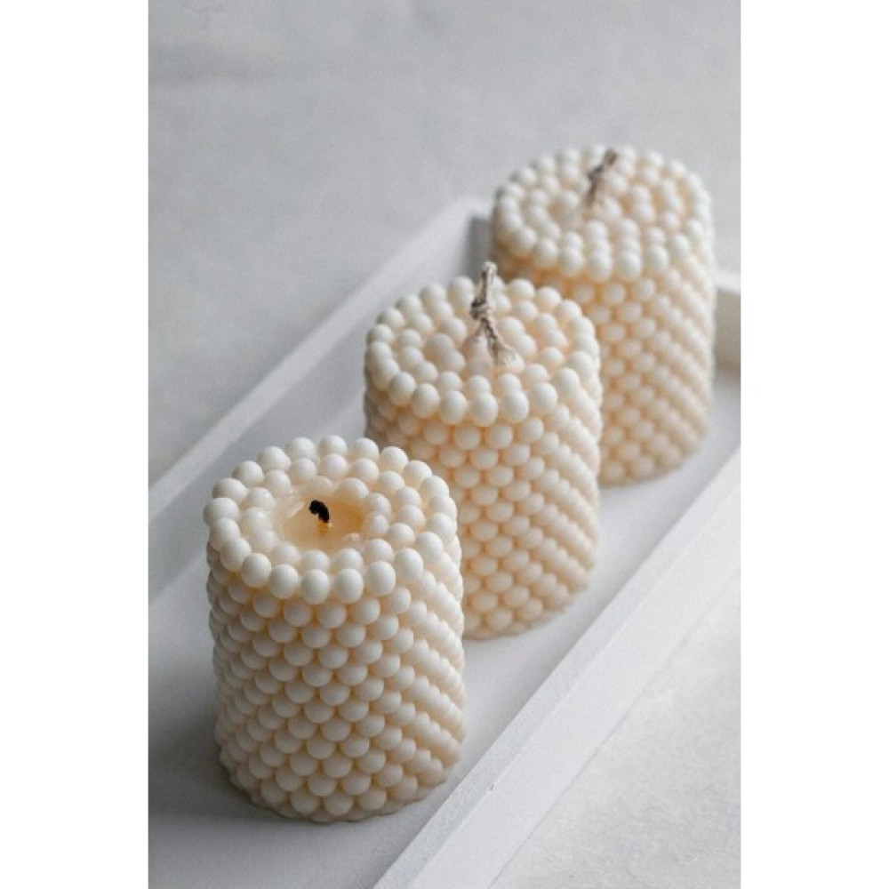 Mumy Desing 3 Adet Bubble Silindir Mum Pudra Kokulu Pearl Candle Soya Wax Vegan Mum - Krem Dekoratif Mum Fiyatı