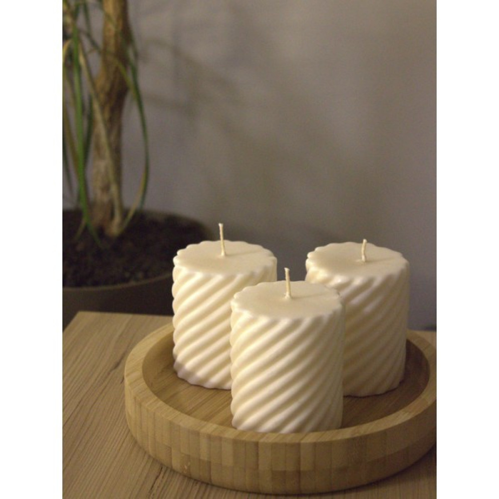 Mumy Desing 3 Adet Burgu Silindir Mum Krem Pudra Kokulu Candle Soya Wax Vegan Mum - 1 Adet Dekoratif Mum Fiyatı