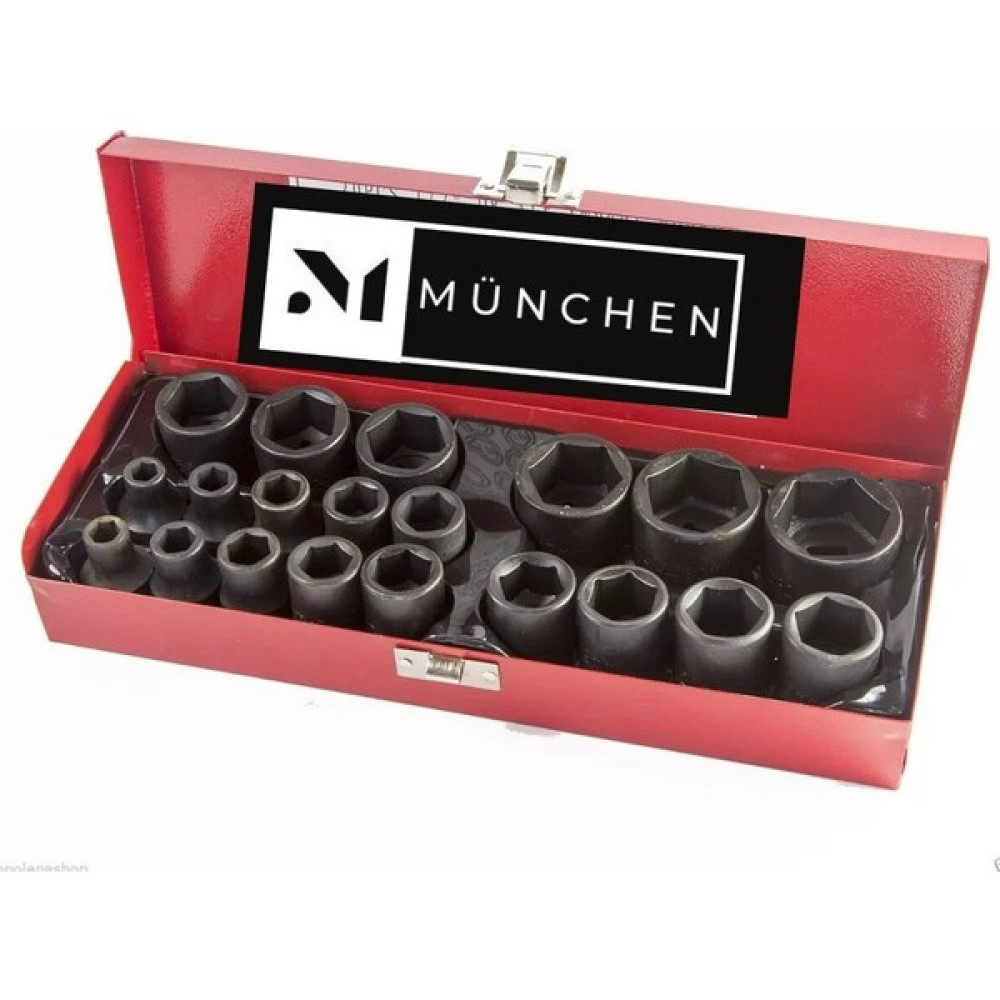 München 20 Parça Lokma Seti 1/2” 6köşe [ 8-24,27,30,32MM] Kırmızı Veya Sarı Metal Kutulu Oto Boyaları Fiyatı