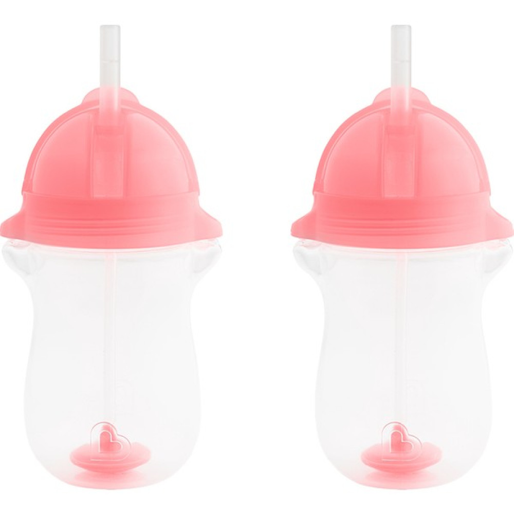Munchkin Tıklama Kilitli Uçlu Pipetli Alıştırma Bardağı, 12AY+, 296ML, 2li Paket - Pembe Bebek Beslenme Gereçleri Fiyatı