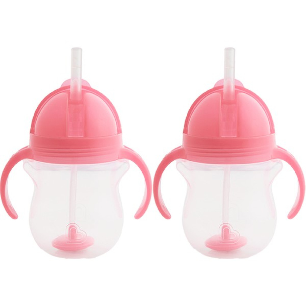 Munchkin Tıklama Kilitli Uçlu Pipetli Alıştırma Bardağı, 6AY+, 207ML, 2li Paket - Pembe Bebek Beslenme Gereçleri Fiyatı
