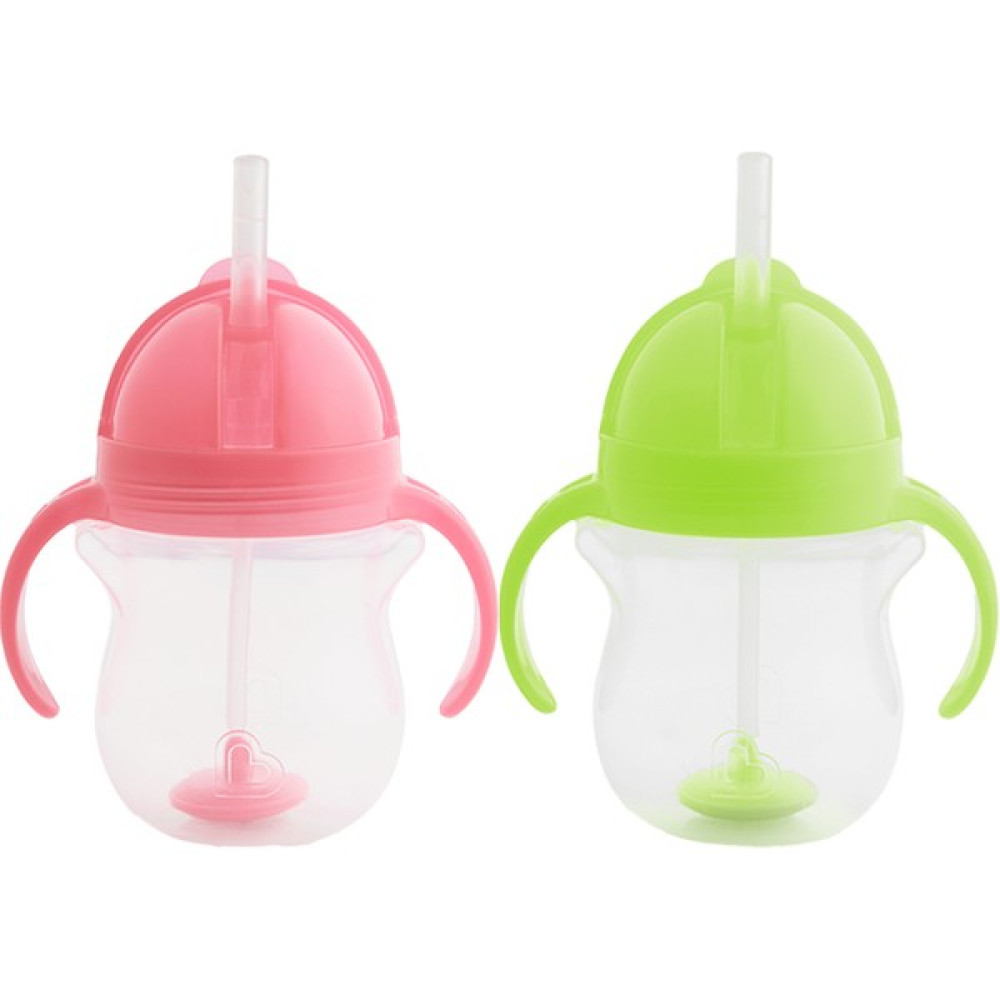 Munchkin Tıklama Kilitli Uçlu Pipetli Alıştırma Bardağı, 6AY+, 207ML, 2li Paket - Pembe - Yeşil Bebek Beslenme Gereçleri Fiyatı
