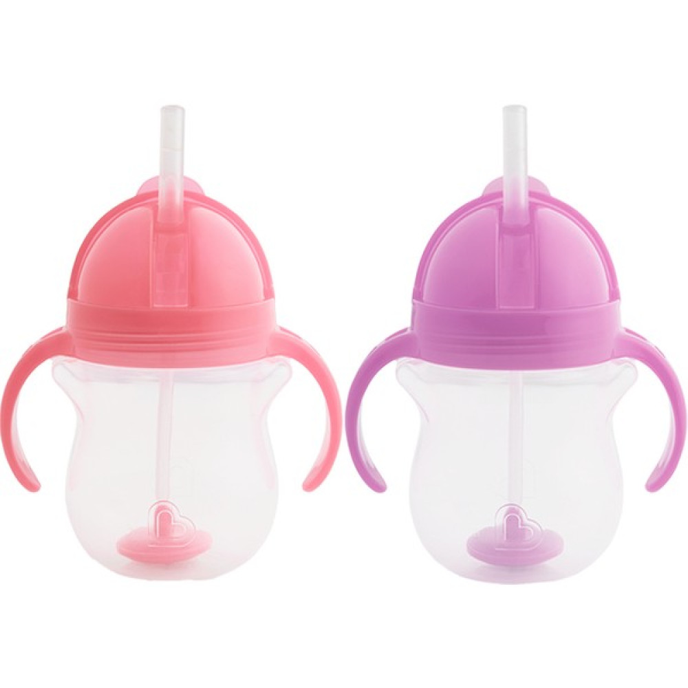 Munchkin Tıklama Kilitli Uçlu Pipetli Alıştırma BARDAĞI,6AY+,207ML,2LI Paket - Pembe - Mor Bebek Beslenme Gereçleri Fiyatı
