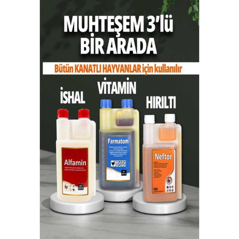 Munich Vet 3lü Set Farmatom Vitamin Alfamin Ishal Neftor Hırıltı Seti - 500 ml Evcil Hayvan Ürünleri Fiyatı
