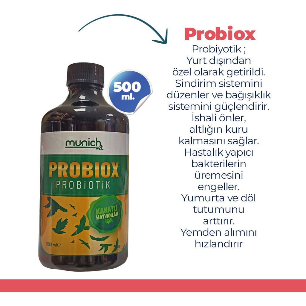 Munich Vet Probiox Kanatlılar Için Canlı Probiyotik 500 ml - 1 Diğer Fiyatı