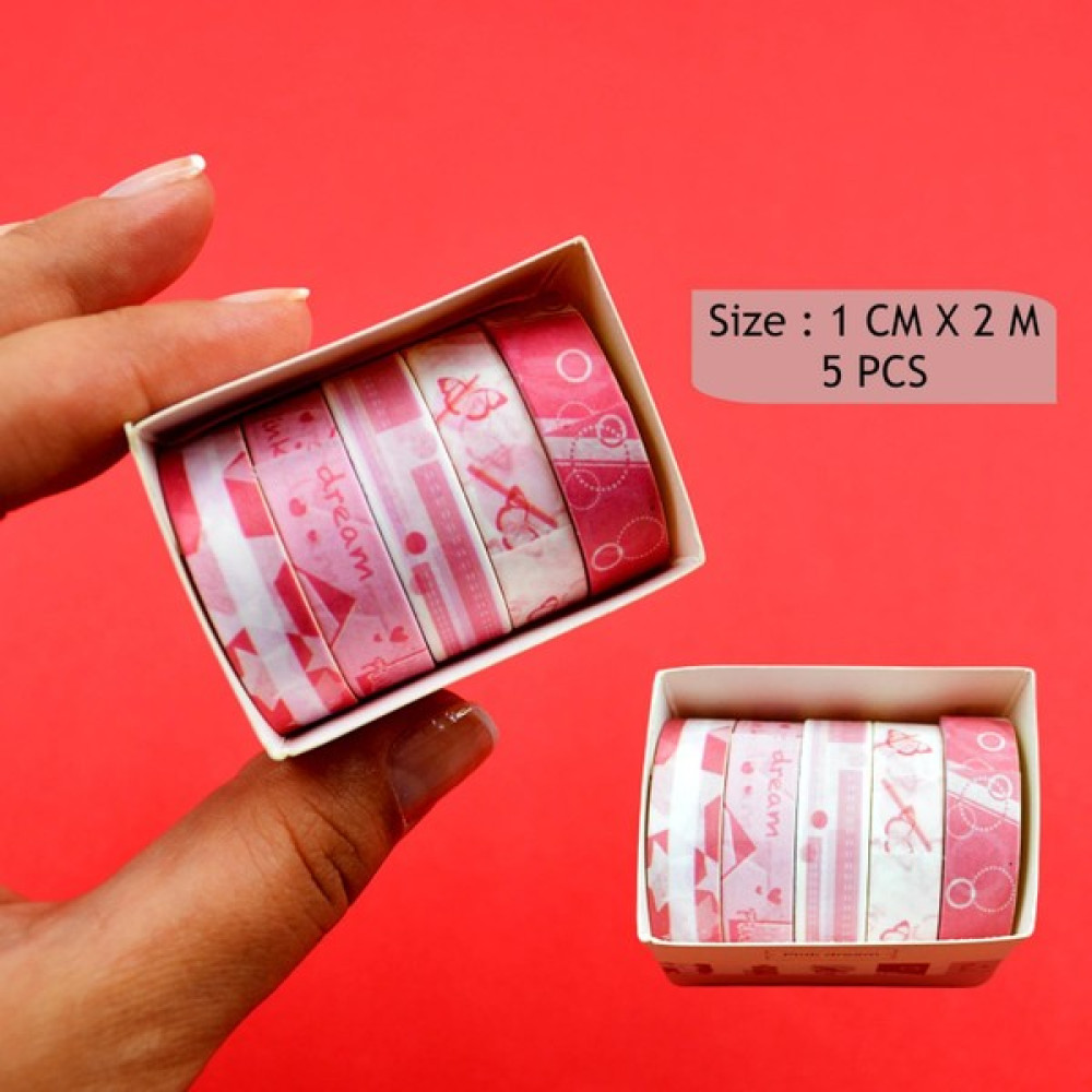 Munis Dekoratif Bant Kağıt 5 Li Rulo Kutulu - Pink Dream Ofis Malzemeleri Fiyatı